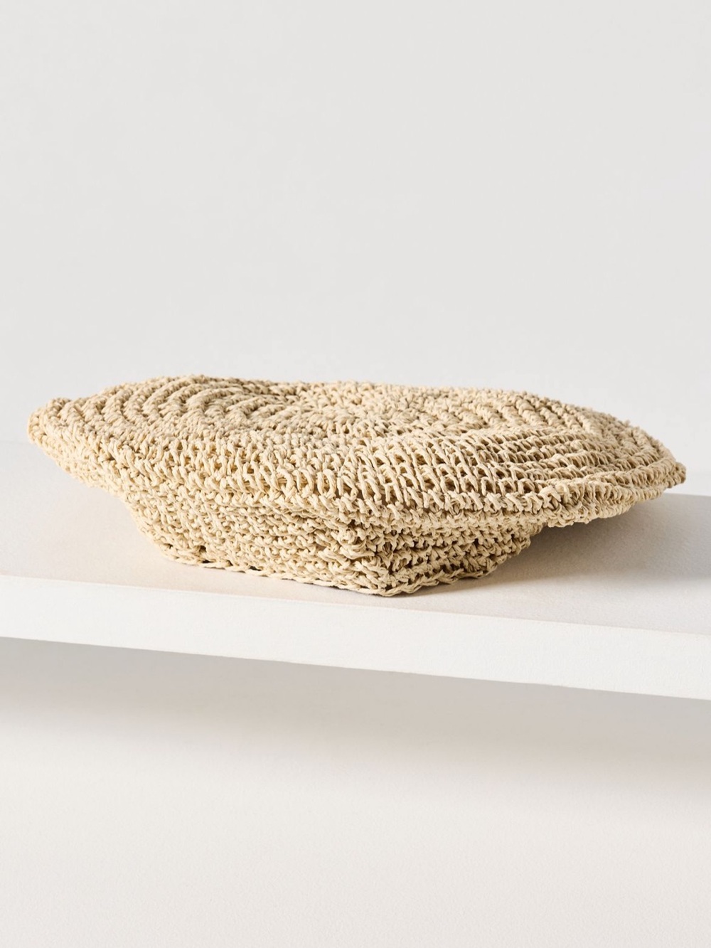 Anthropologie Wyeth paper straw beret hat in neutral pattern